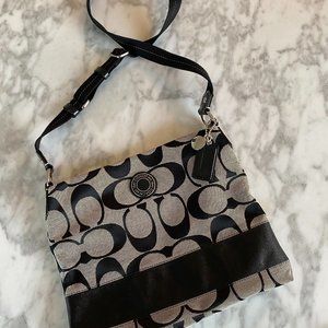 Coach Signature Stripe Crossbody Messenger Bag